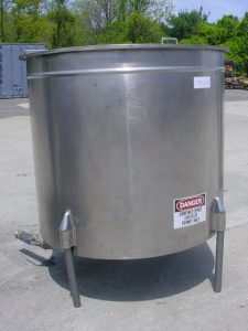 400 GALLON SANITANK STAINLESS STEEL VERTICAL TANK,K HINGED LID