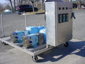 WAUKESHA 045U2 STAINLESS STEEL JACKETED POSITIVE DISPLACEMENT PUMPS WITH CONTROL PANEL