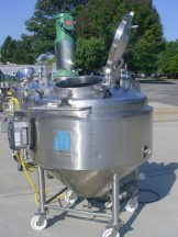 150 GALLON (LEE) R.A.S. JACKETED AGITATED PRESSURE KETTLE, CONE BOTTOM, 316 STAINLESS STEEL