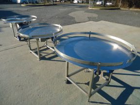 48 IN. STAINLESS STEEL ROTARY UNSCRAMBLING-ACCUMULATING TABLES, SS BASE (4)