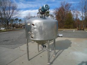400 GALLON INDUSTRIES DACIER SCRAPER AGITATED CONE BOTTOM JACKETED VESSEL, 316 STAINLESS