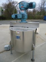 100 GALLON PERMA-SAN 316 STAINLESS STEEL JACKETED SCRAPER KETTLE WITH HIGH SPEED TURBINE