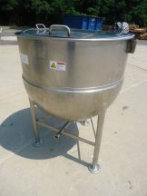 100 GALLON GROEN STAINLESS STEEL  HEMISPHERICAL KETTLE, 45 PSI JACKET