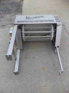 Pizzamatic "waterfall"" topping applicator for cheese"