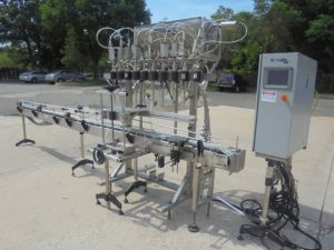 Fluid Packaging Solutions 10 Spout SS Gravity Liquid Filler, "Bottom Up" Fill