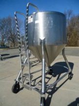 450 Gallon DCI Type 316 Stainless Steel Cone Bottom Portable Tank on Casters