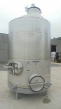 1,500 Gal Mueller Stainless Steel Vertical Dimple Jacketed Sanitary Tank, 200 PSI Jacket