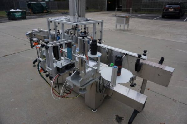 Aesus Systems "Eco Wrap Prism" Automatic Pressure Sensitive Spot/Wrap Around Labeler, Stainless Steel