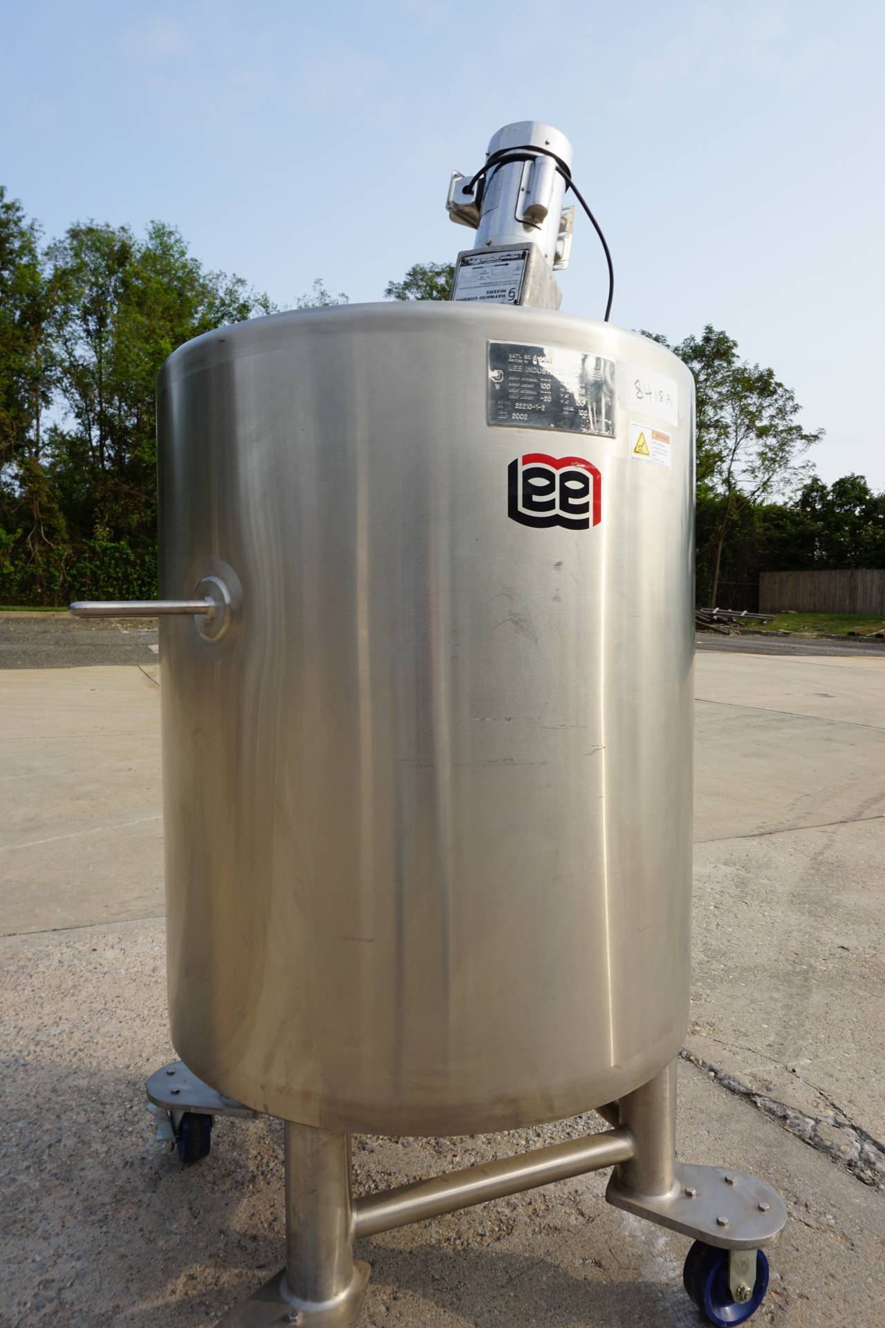 100 Gallon Lee 316 SS Jacketed Mix Tank, 100 PSI