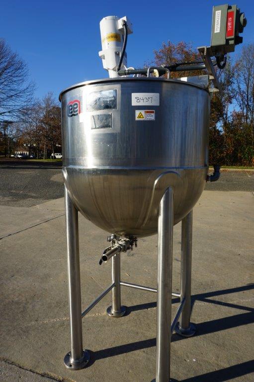 100 Gallon Lee Type 316 SS Hemispherical Kettle, 90 PSI Jacket