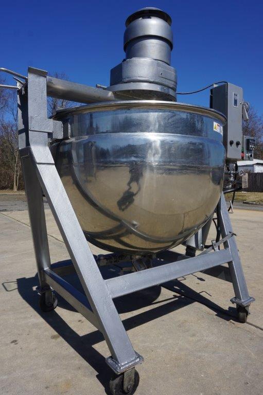 200 Gallon Lee SS Jacketed Scraper Agitated Kettle, Tilt-Out Agitator
