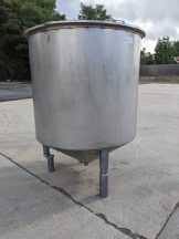500 Gallon Stainless Steel Cone Bottom Tank, 3 In. Tri-Clamp Discharge