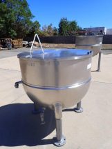 150 Gallon Groen Stainless Steel Jacketed Hemispherical Kettle, 3 In. Tri-Clamp Discharge