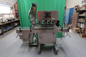 Six (6) Spindle Stainless Steel Adjustable Screw Capping Machine with Waterfall Cap Feeder