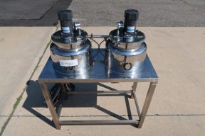 Battery of Two 5 Gallon SS Jacketed Mix Tanks/Kettles