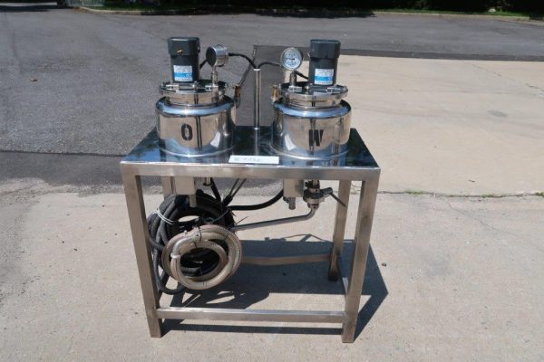 Battery of Two 1 Gallon SS Jacketed Mix Tanks/Kettles