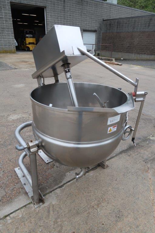 80 Gallon Groen INA Scraper Tilt Kettle, Tilt Out Mixer Wohl Associates