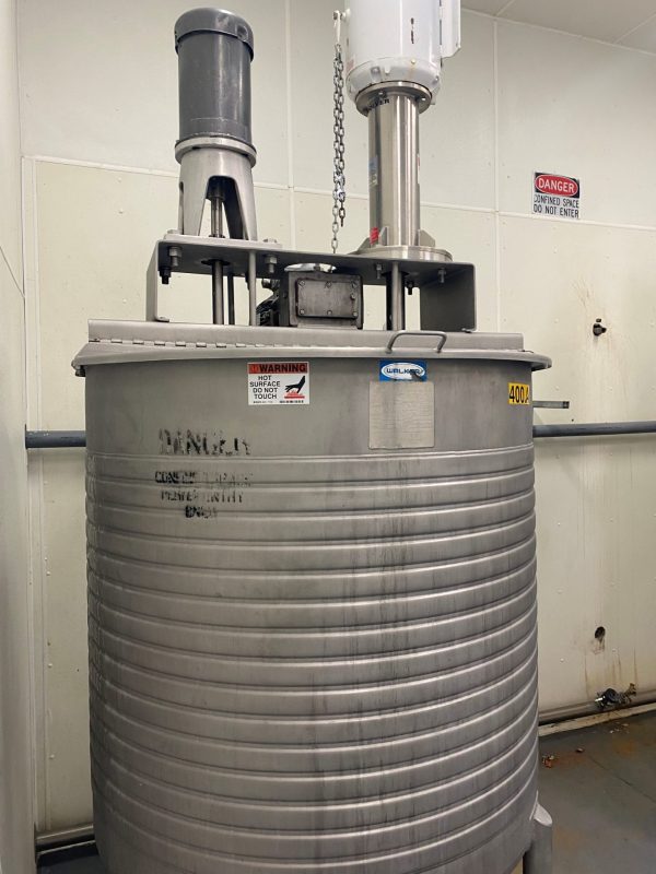 Walker 400 Gallon 304 SS Jacketed Mix Tank w/High Shear Mixer